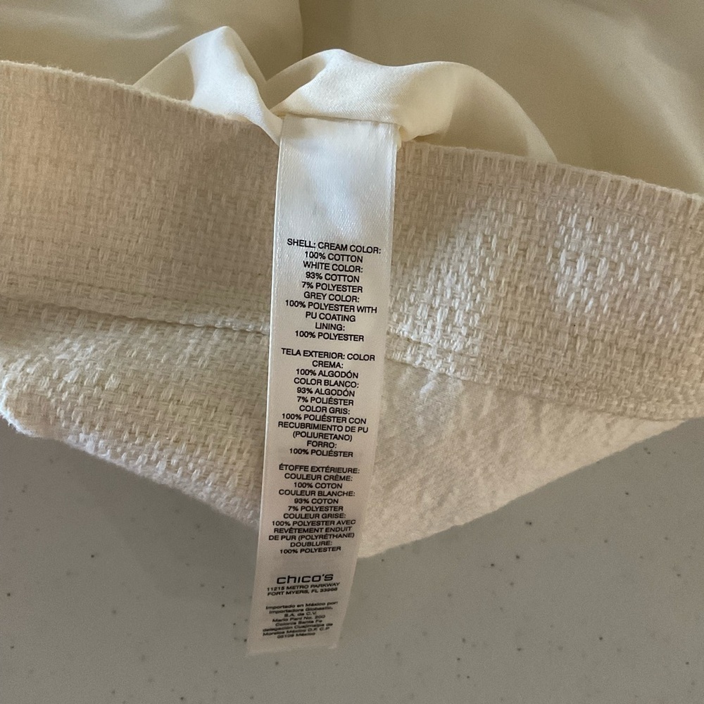 Chico’s Moto Jacket Mixed Media Fabric Zip Closure Ivory Size M (8) Chico's 1 - Picture 10 of 15